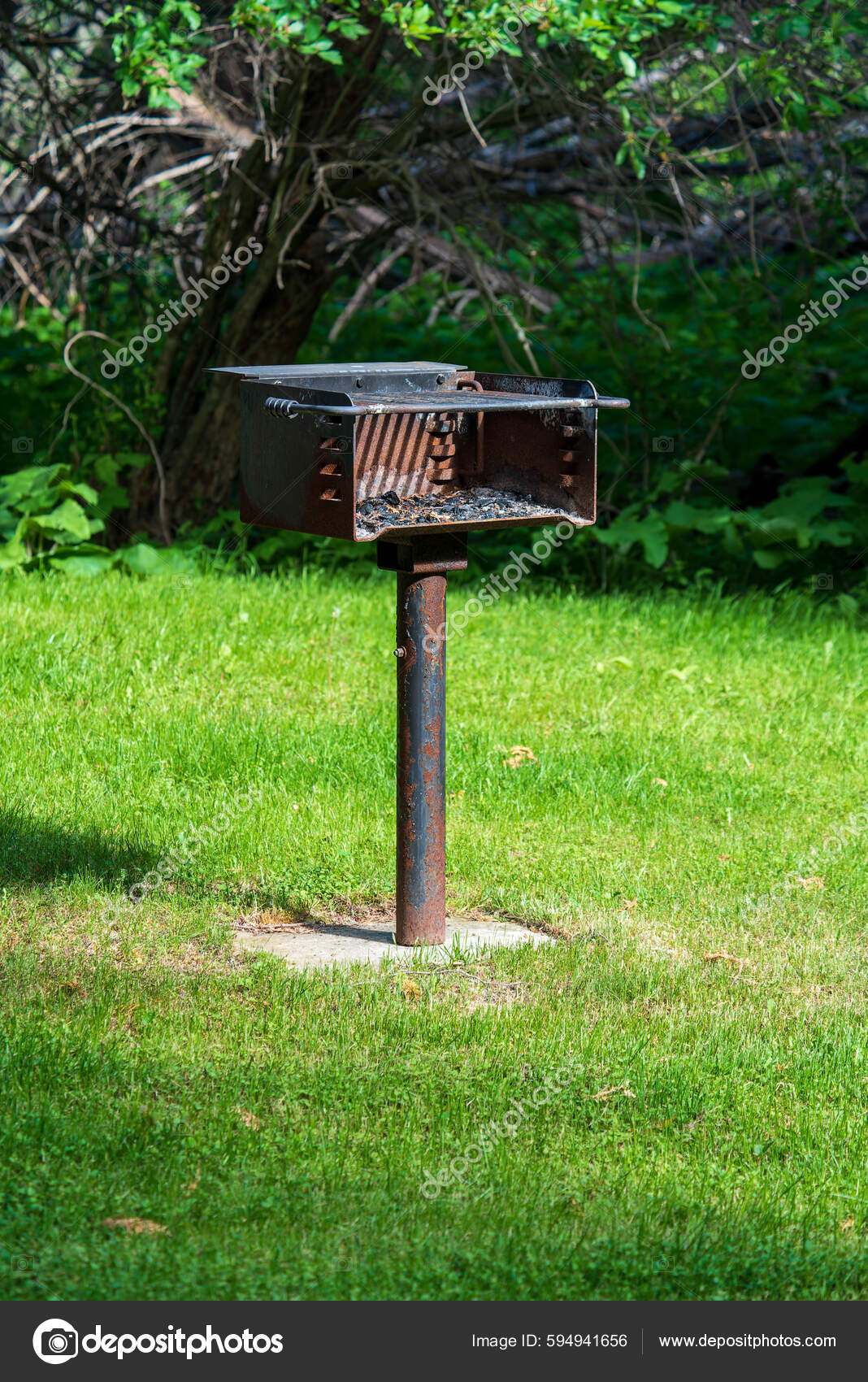 Public Barbecue Bbq Grill Public Park Sunny Day High Quality