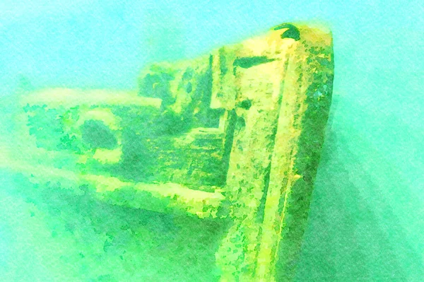 Digitally Created Watercolor Painting Bow Bermuda Shipwreck Found Murray Bay — Stock Photo, Image