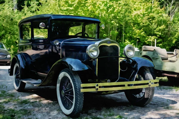 Rogers City July 16Th Digitally Created Watercolor Painting Vintage Ford — Stock Photo, Image