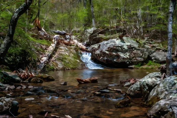 Creó Digitalmente Pintura Acuarela Una Pequeña Cascada Las Montañas Shenandoah — Foto de Stock