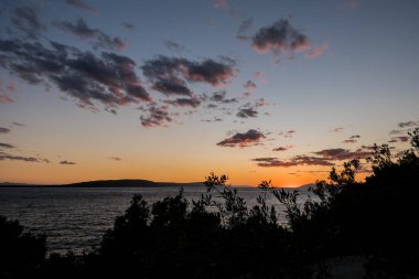 Hırvatistan 'da, Drvenik kasabasında gün batımı