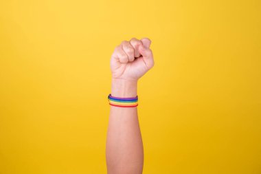 LGBT topluluğu ve cinsel azınlık hareketi. El, mücadelenin ve zaferin bir işareti.