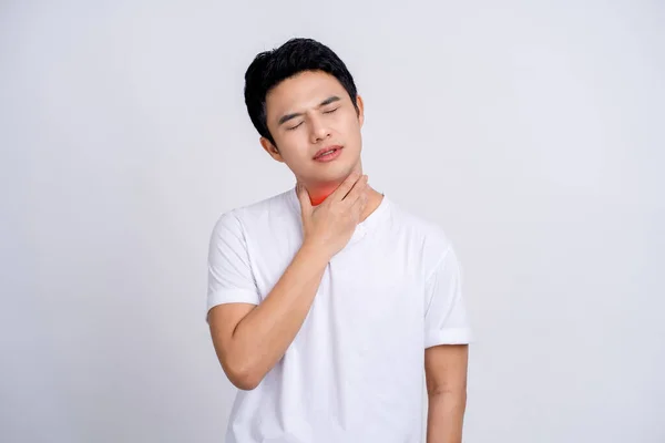 Portrait Young Asian Man Casual White Shirt Isolated White Background — Stock Photo, Image