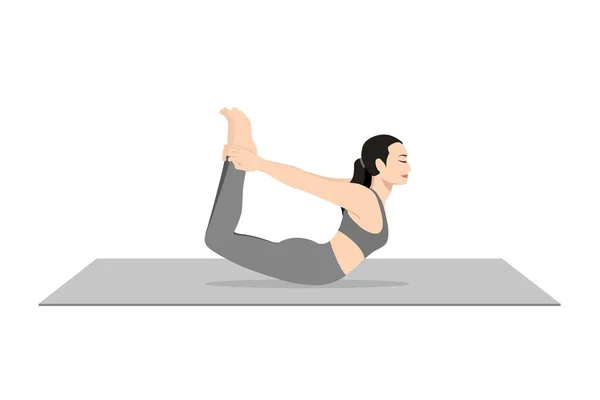 Pose Arc Belle Fille Pratique Dhanurasana Jeune Femme Attrayante Pratiquant — Image vectorielle