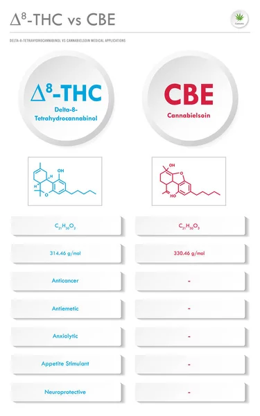 Thc Cbe Delta Tetraidrocannabinolo Cannabielsoin Illustrazione Infografica Verticale Aziendale Sulla — Vettoriale Stock