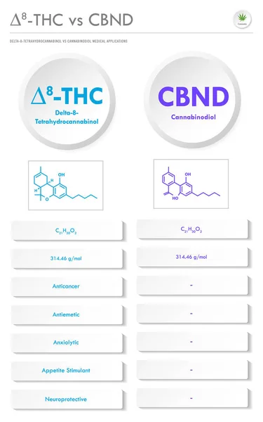 Thc Cbnd Delta Tetrahydrocannabinol Cannabinodiol Illustration Affaires Verticale Sur Cannabis — Image vectorielle
