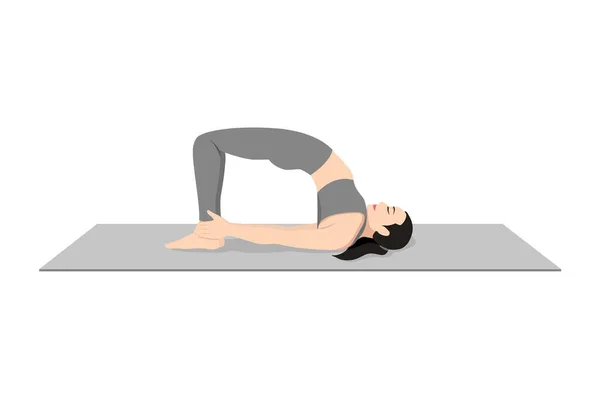 Bridge Pose Variation Knöchel Schöne Mädchen Üben Setubandha Sarvangasana Variation — Stockvektor