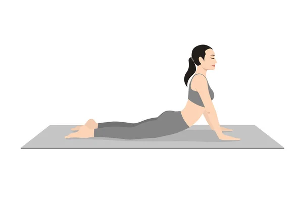 Cobra Pose Krásná Dívka Cvičit Bhujangasana Mladá Atraktivní Žena Cvičí — Stockový vektor