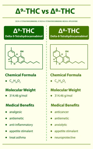Thc Thc Delta Tetraidrocannabinolo Delta Illustrazione Infografica Verticale Del Tetraidrocannabinolo — Vettoriale Stock