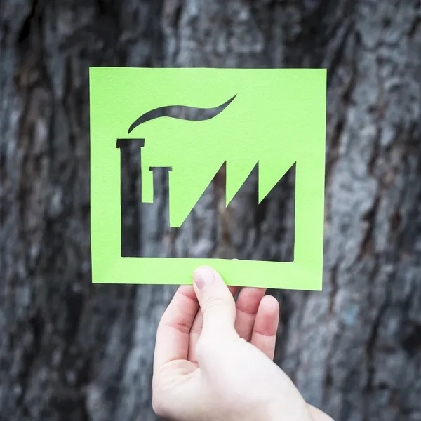 Eco friendly symbol - green factory — Stock Photo, Image