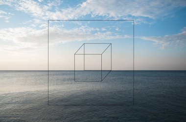 Deniz manzarası ve su yüzeyinde küp