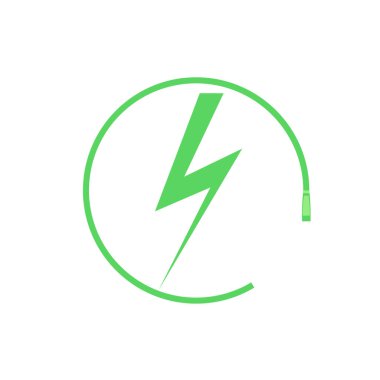 Elektrikli araba şarj ikonu, grafik tasarım şablonu, yıldırım. Elektrik yükü işareti, vektör illüstrasyonlu park.