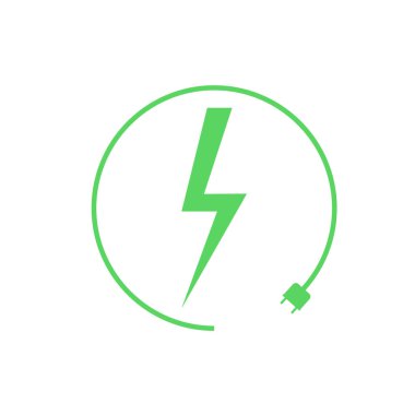 Elektrikli araba şarj ikonu, grafik tasarım şablonu, yıldırım. Elektrik yükü işareti, vektör illüstrasyonlu park.