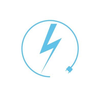 Elektrikli araba şarj ikonu, grafik tasarım şablonu, yıldırım. Elektrik yükü işareti, vektör illüstrasyonlu park.