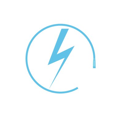 Elektrikli araba şarj ikonu, grafik tasarım şablonu, yıldırım. Elektrik yükü işareti, vektör illüstrasyonlu park.