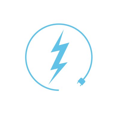 Elektrikli araba şarj ikonu, grafik tasarım şablonu, yıldırım. Elektrik yükü işareti, vektör illüstrasyonlu park.