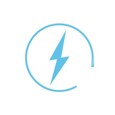 Elektrikli araba şarj ikonu, grafik tasarım şablonu, yıldırım. Elektrik yükü işareti, vektör illüstrasyonlu park.