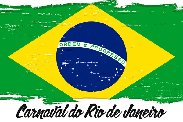 Carnaval Rio Janeiro Carnaval Rio Janeiro Bandeira Com Pincel Grunge —  Vetores de Stock