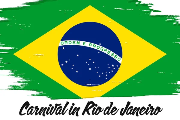 Carnaval Rio Janeiro Karnevaali Rio Janeirossa Banneri Grunge Harjalla Kansallisen — vektorikuva