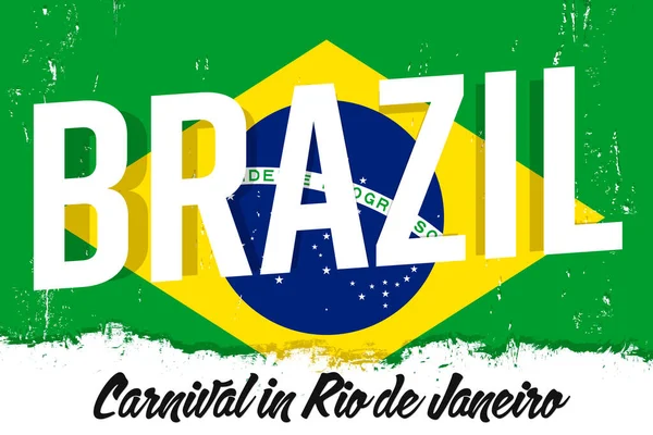 Carnaval Rio Janeiro Carnaval Rio Janeiro Bandeira Com Pincel Grunge — Vetor de Stock