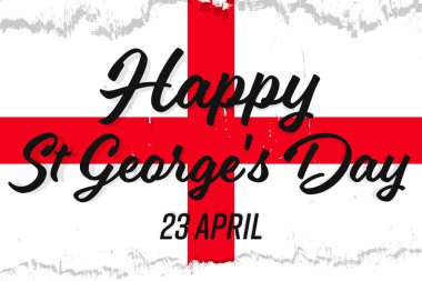 23 Nisan, Aziz George Günü. Ulusal İngiltere Günü. İngiliz bayrağı, grunge fırçalı poster.