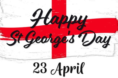 23 Nisan, Aziz George Günü. Ulusal İngiltere Günü. İngiliz bayrağı, grunge fırçalı poster.