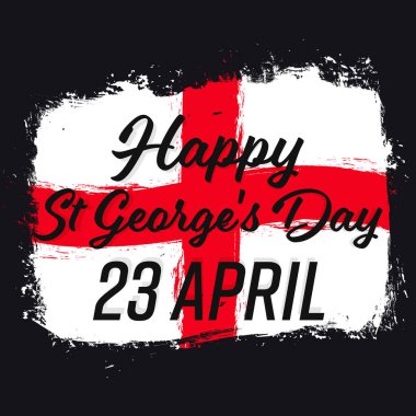23 Nisan, Aziz George Günü. Ulusal İngiltere Günü. İngiliz bayrağı, grunge fırçalı poster.
