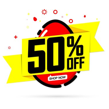 Paskalya indirimi% 50 'ye varan indirimli poster tasarımı şablonu. Mağaza veya çevrimiçi mağaza için tanıtım pankartı, vektör illüstrasyonu.