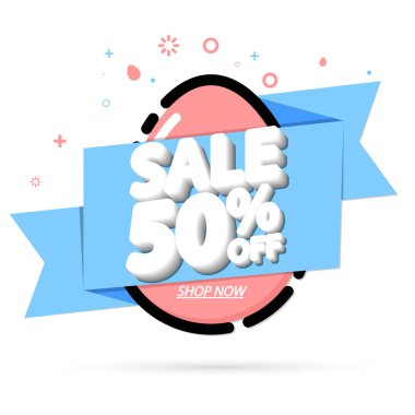 Paskalya indirimi% 50 'ye varan indirimli poster tasarımı şablonu. Mağaza veya çevrimiçi mağaza için tanıtım pankartı, vektör illüstrasyonu.