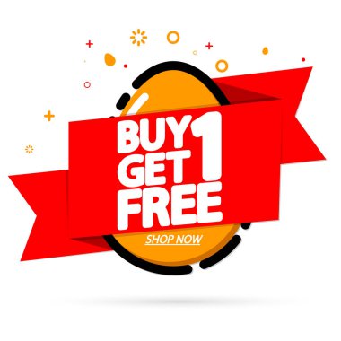 1 alana 1 bedava, indirimli pankart tasarım şablonu, indirim etiketi, bogo, en düşük fiyat, harcayın ve daha fazla tasarruf edin, vektör ilüstrasyonu