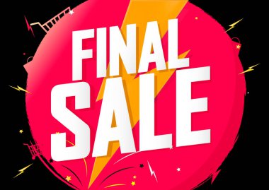 Son Satış, indirimli poster tasarımı şablonu. Mağaza veya çevrimiçi mağaza için tanıtım pankartı, vektör illüstrasyonu.