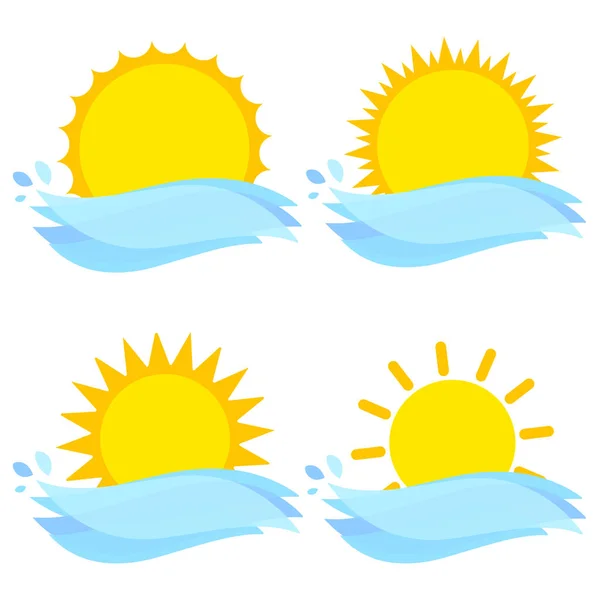 Icone Del Sole Simboli Del Set Segni Raccolta Modello Progettazione — Vettoriale Stock