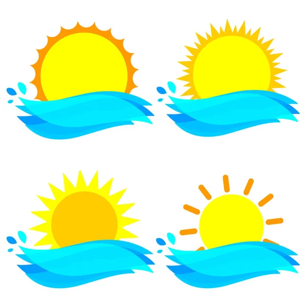 Icone Del Sole Simboli Del Set Segni Raccolta Modello Progettazione — Vettoriale Stock