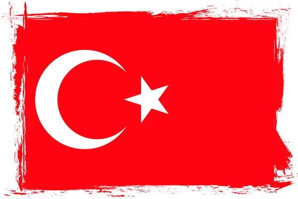 Vlag Van Turkije Spandoek Met Grunge Borstel — Stockvector