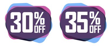 İndirim pankartları tasarım şablonu, indirim etiketleri, uygulama simgeleri, vektör illüstrasyonu