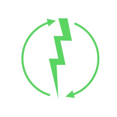 Yenilenebilir enerji simgesi, grafik tasarım şablonu, yıldırım, vektör illüstrasyonu