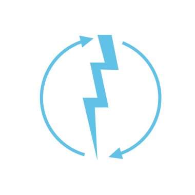 Yenilenebilir enerji simgesi, grafik tasarım şablonu, yıldırım, vektör illüstrasyonu