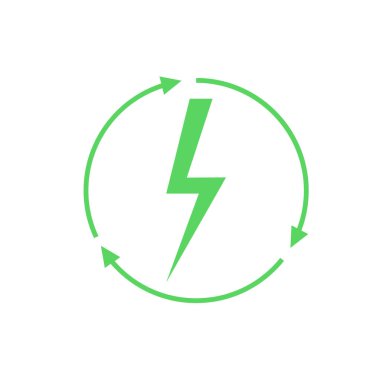 Yenilenebilir enerji simgesi, grafik tasarım şablonu, yıldırım, vektör illüstrasyonu