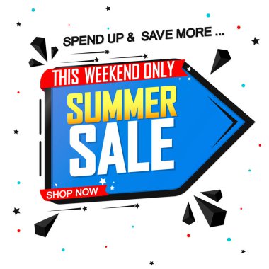 Yaz indirimi, indirimli poster tasarım şablonu, mağaza teklifi afişi. Sezon alışverişi, reklam afişi, vektör illüstrasyonu.