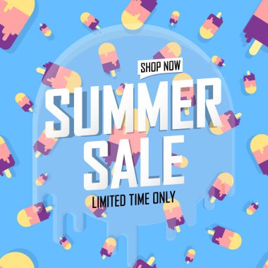 Yaz indirimi, indirimli poster tasarım şablonu, mağaza teklifi afişi. Sezon alışverişi, reklam afişi, vektör illüstrasyonu.