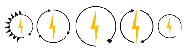 Elektryczne Ikony Ładowania Samochodów Energii Odnawialnej Szablon Projektu Graficznego Piorun — Wektor stockowy