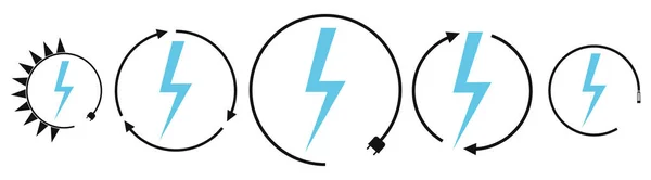 Elektryczne Ikony Ładowania Samochodów Energii Odnawialnej Szablon Projektu Graficznego Piorun — Wektor stockowy