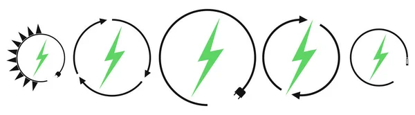 Electric Car Charging Renewable Energy Icons Graphic Design Template Lightning — Stock Vector