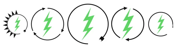 Електрична Зарядка Автомобіля Значки Відновлюваної Енергії Шаблон Графічного Дизайну Блискавкозатвор — стоковий вектор