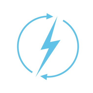 Yenilenebilir enerji simgesi, grafik tasarım şablonu, yıldırım, vektör illüstrasyonu