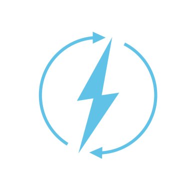 Yenilenebilir enerji simgesi, grafik tasarım şablonu, yıldırım, vektör illüstrasyonu