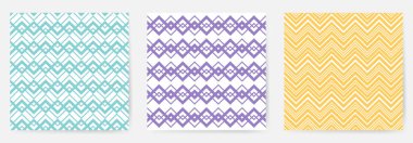 Geometrik, pürüzsüz desenler ayarlayın. Vektör illüstrasyonu.