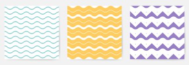 Geometrik, pürüzsüz desenler ayarlayın. Vektör illüstrasyonu.