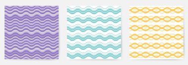 Geometrik, pürüzsüz desenler ayarlayın. Vektör illüstrasyonu.