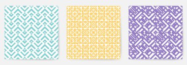 Geometrik, pürüzsüz desenler ayarlayın. Vektör illüstrasyonu.